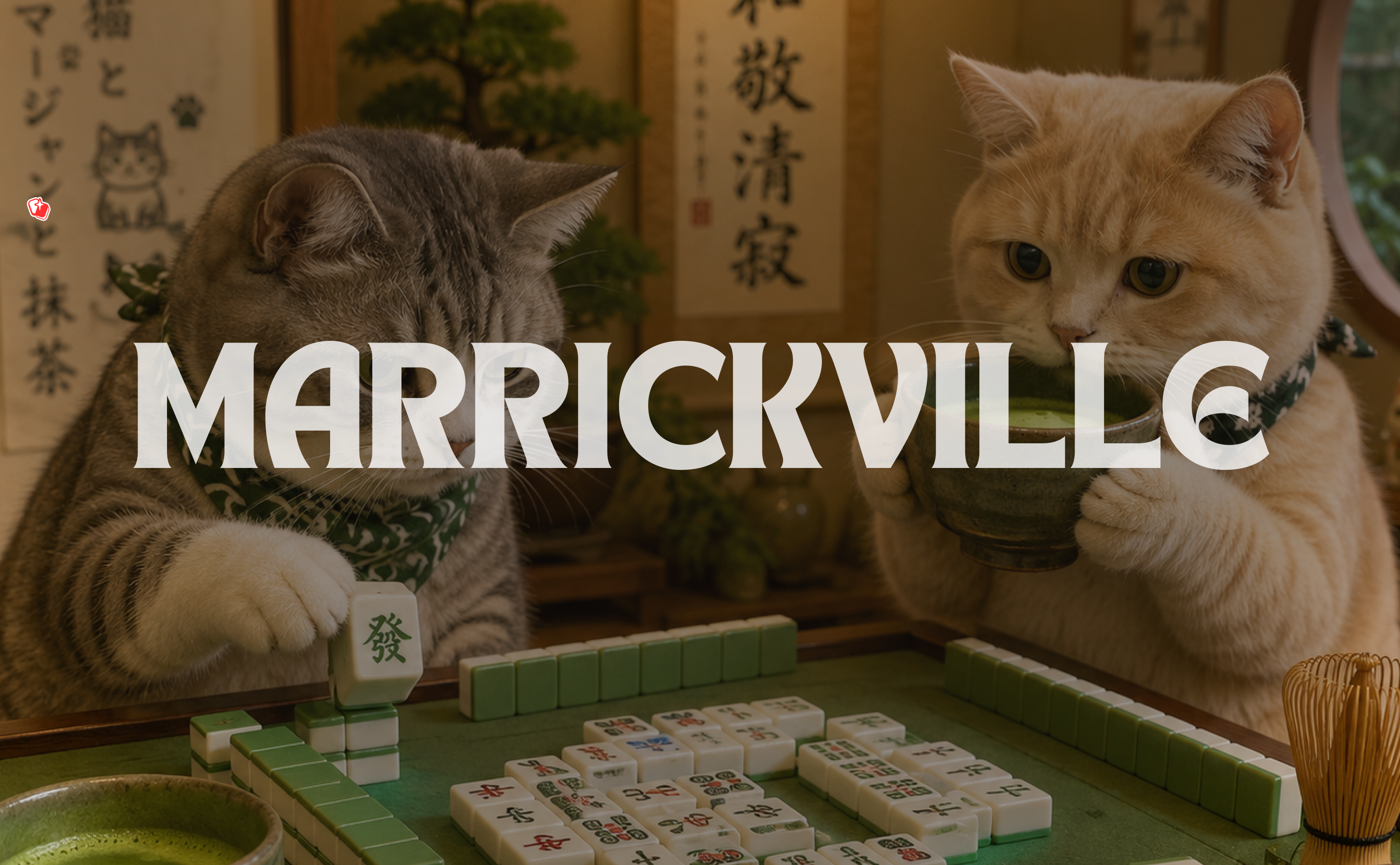 sydney mahjong with cats and matcha