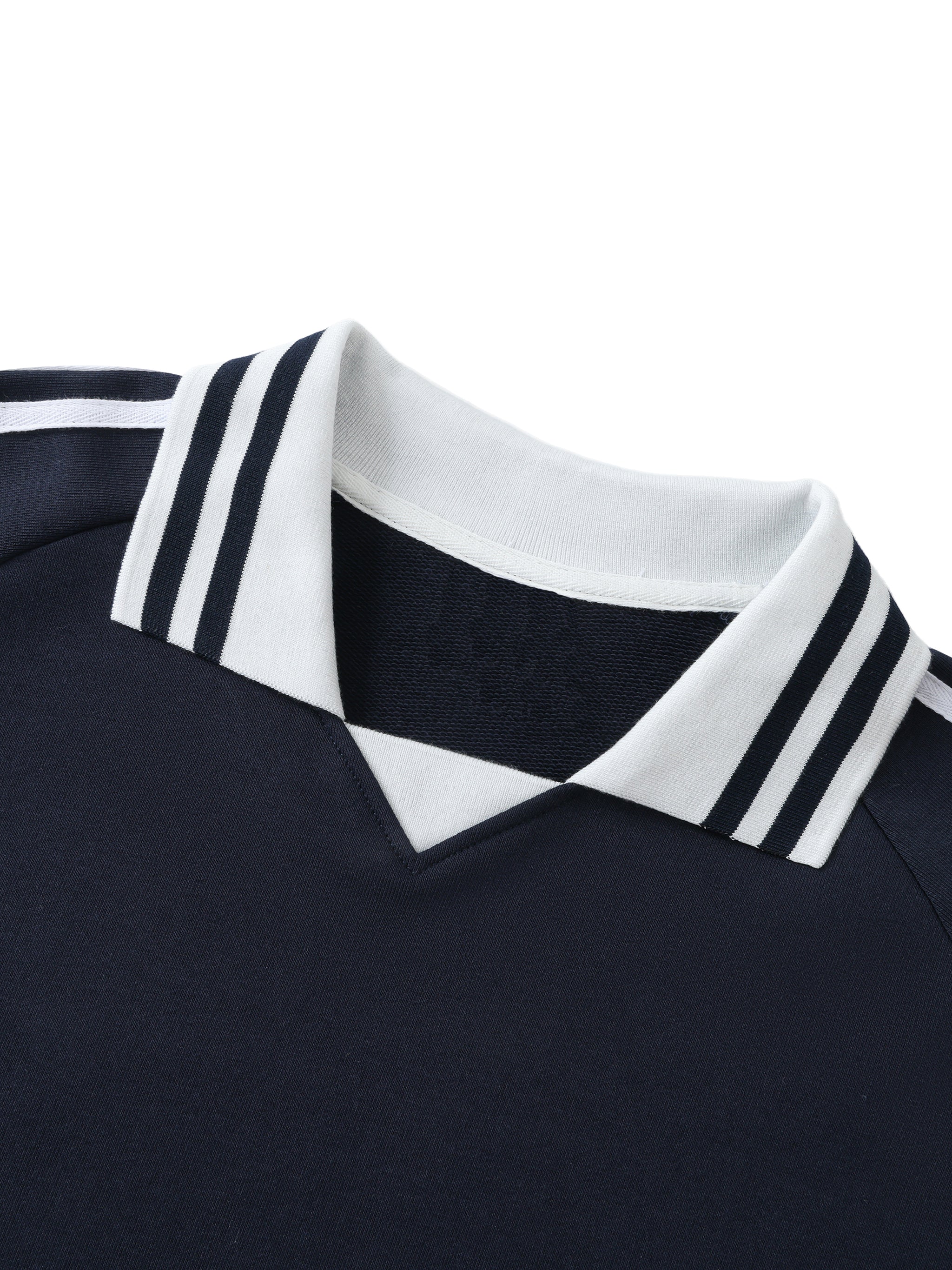 Lucky Tiles Striped Lapel Collar Sweatshirt