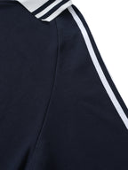 Lucky Tiles Striped Lapel Collar Sweatshirt