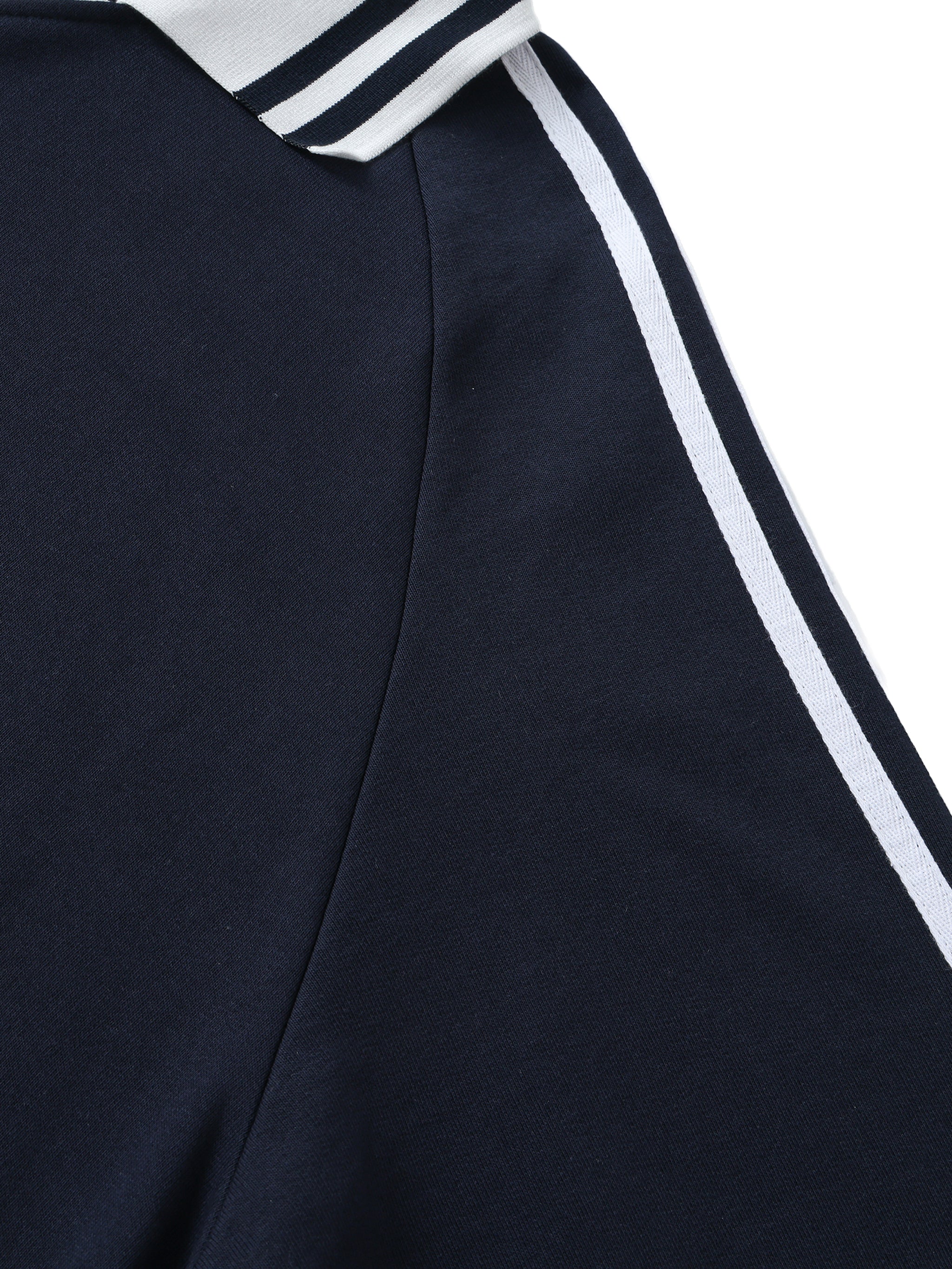 Lucky Tiles Striped Lapel Collar Sweatshirt