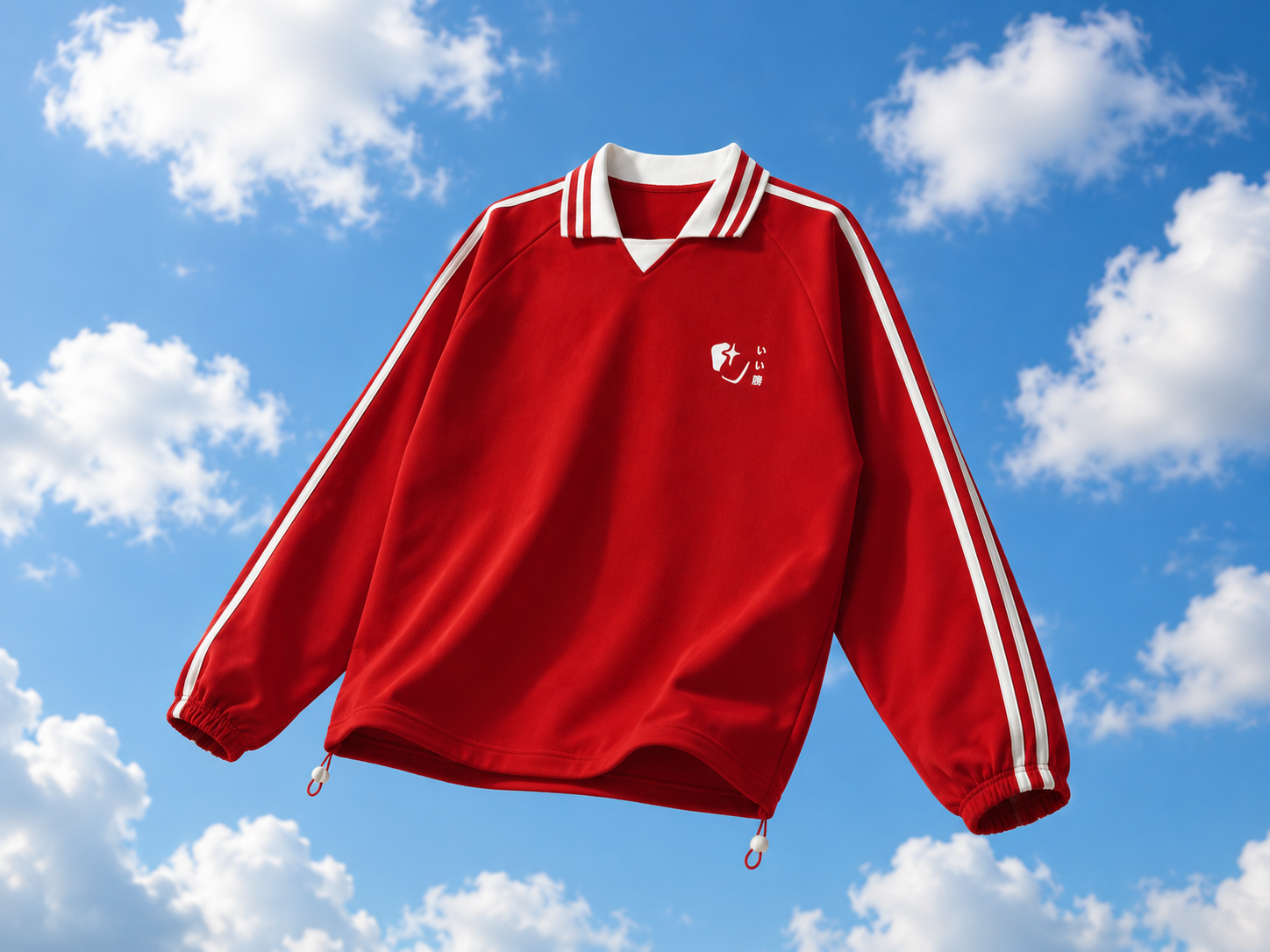 Lucky Tiles Striped Lapel Collar Sweatshirt